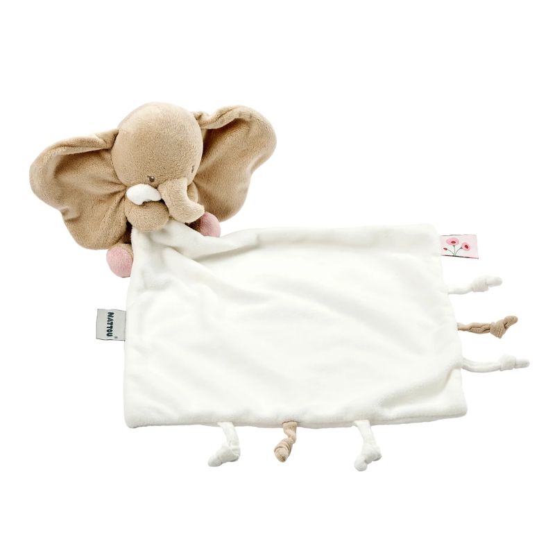 NATTOU Elefante FAN FAN Doudou neonato con peluche - 27x27 cm - Doudou elefante - bianco