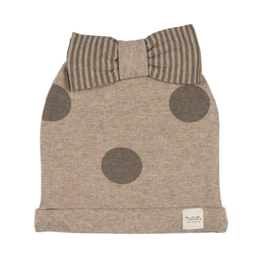 Nanan Studio - Berretta Tortora a Pois con Fiocco - SA0441T - 1m