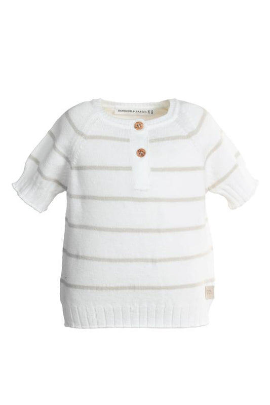 BAMBOOM Maglia a righe maniche corte - 1009 - WARM WHITE 128