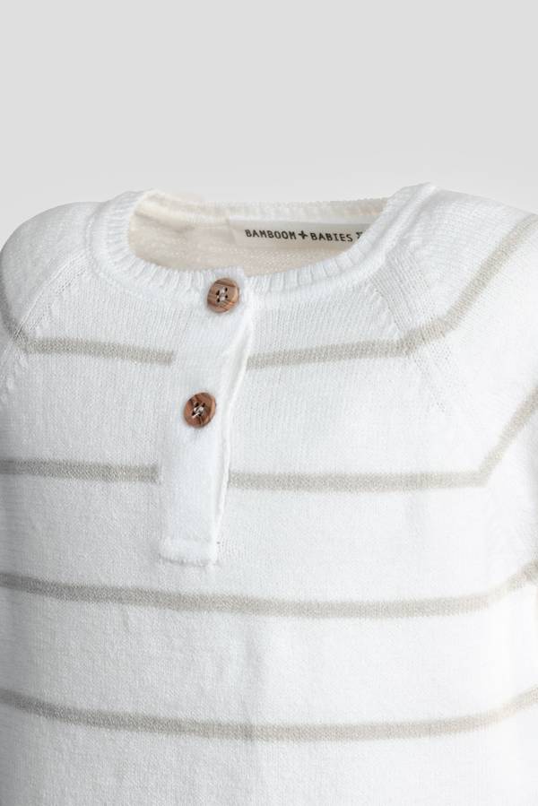 BAMBOOM Maglia a righe maniche corte - 1009 - WARM WHITE 128