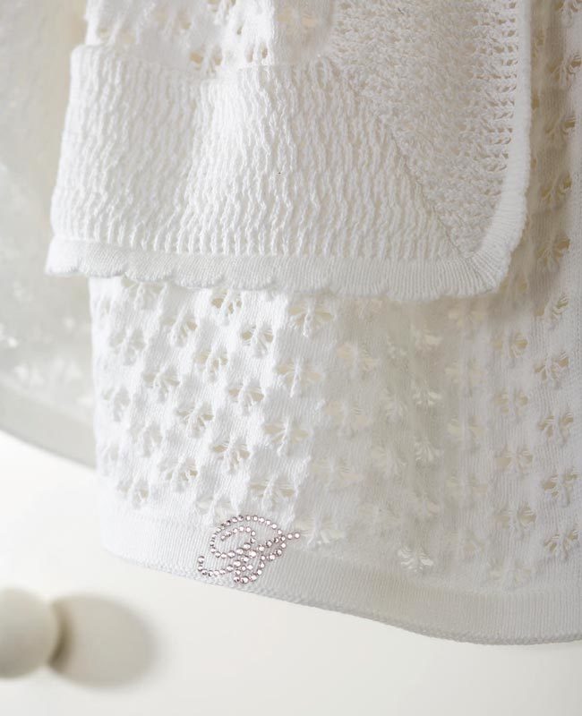 BLUMARINE BABY COPERTINA Culla / Carrozzina DIAMANTE - Bianco