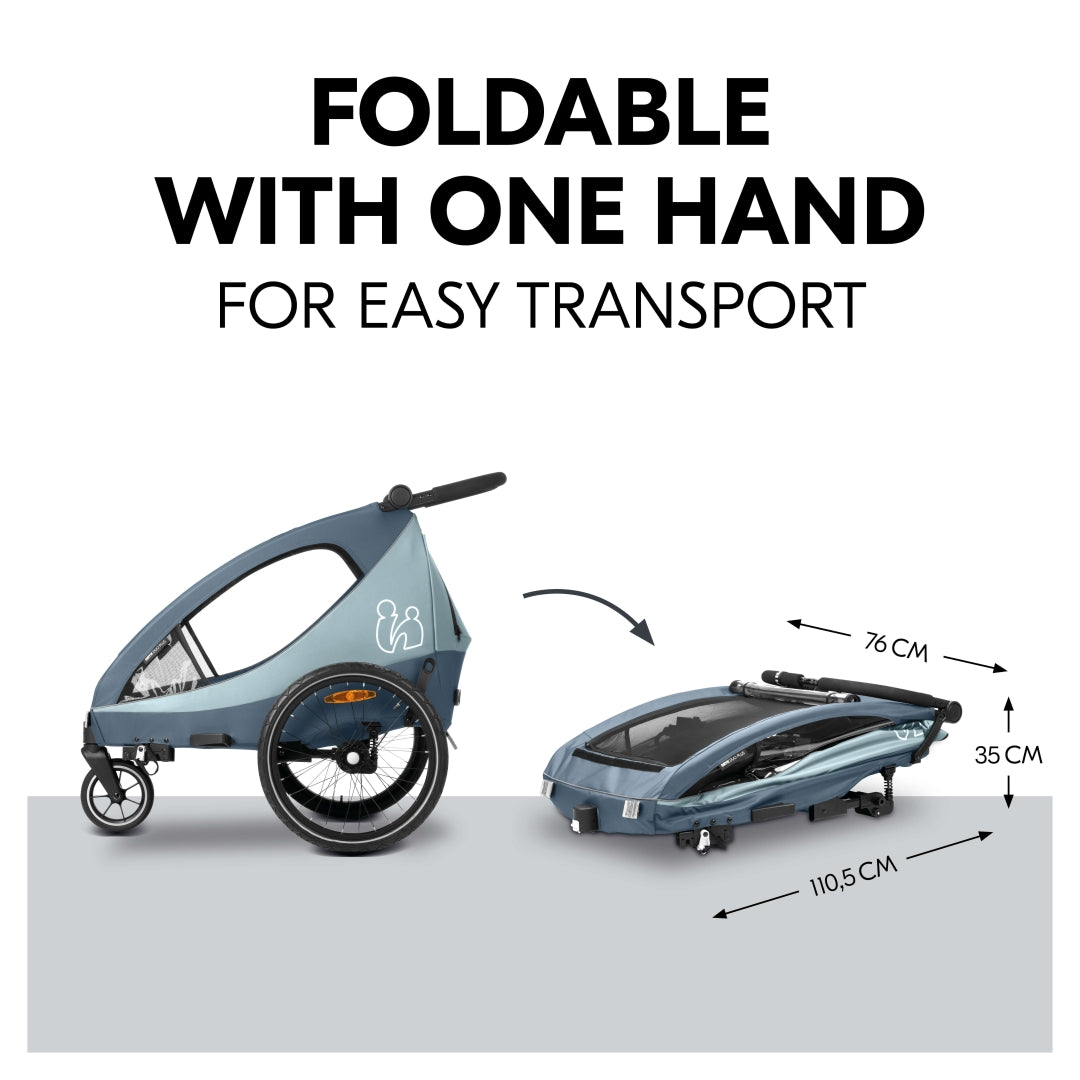 Hauck Carrello bici dryk duo plus - Rimorchio e passeggino doppio 2in1 - dark blue