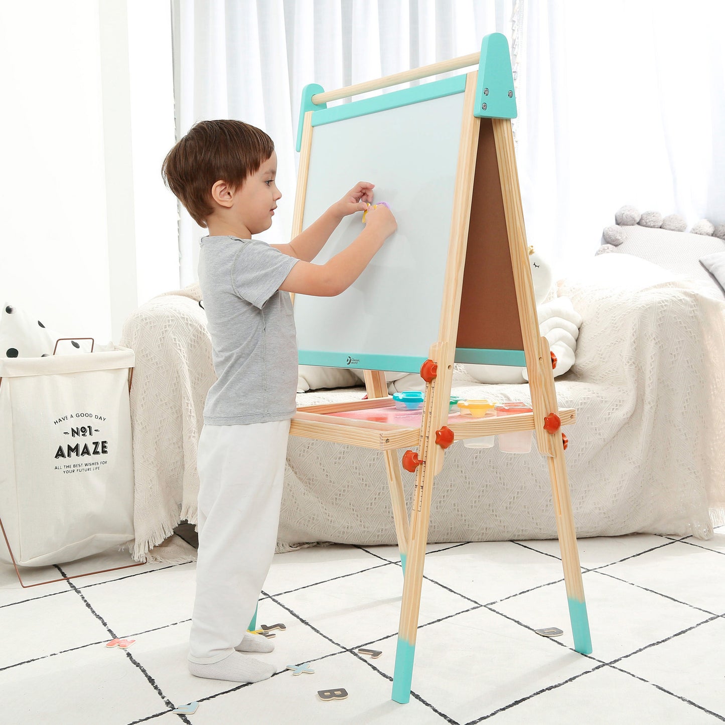 Classic World Lavagna MAXI double-face in legno con lettere magnetiche