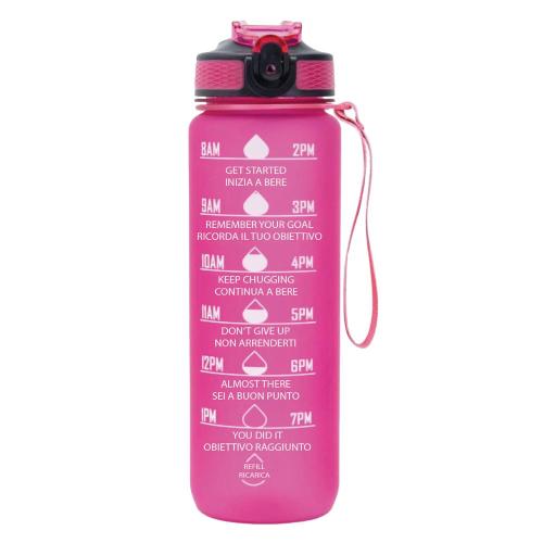 Nel Quieora - Borraccia motivazionale 1 litro - fucsia