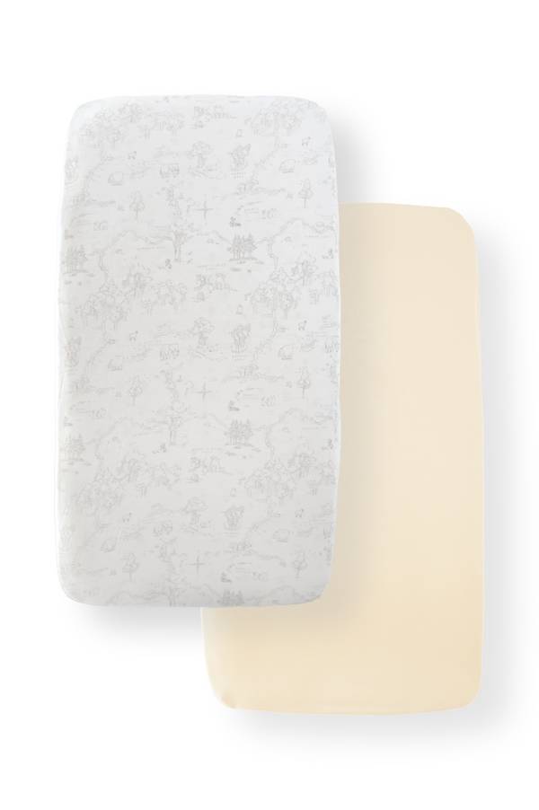 BAMBOOM Lenzuolo con angoli culla - 2 pz - 217 - BOOMY'S WORLD OYSTER GREY 119