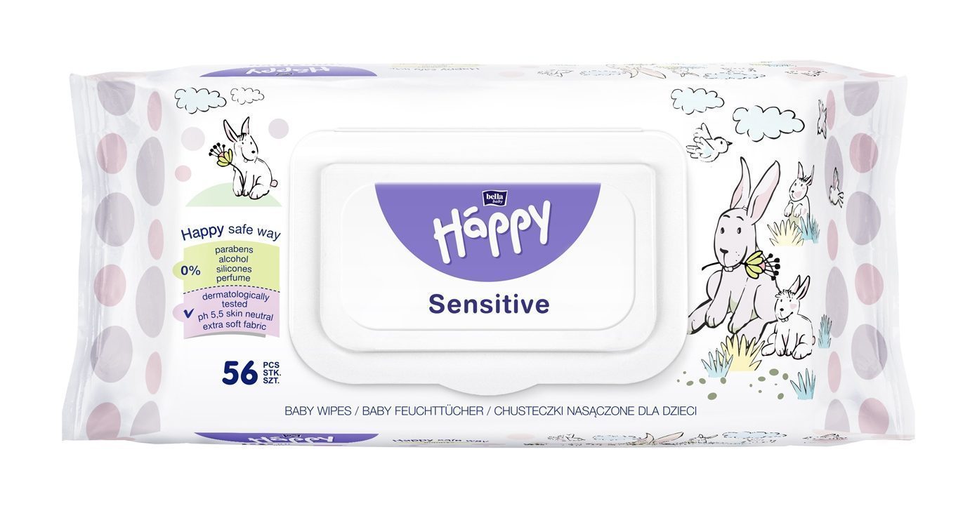 HAPPY - Salviettine Sensitive con aloe - MULTIPACK (8x56pz)