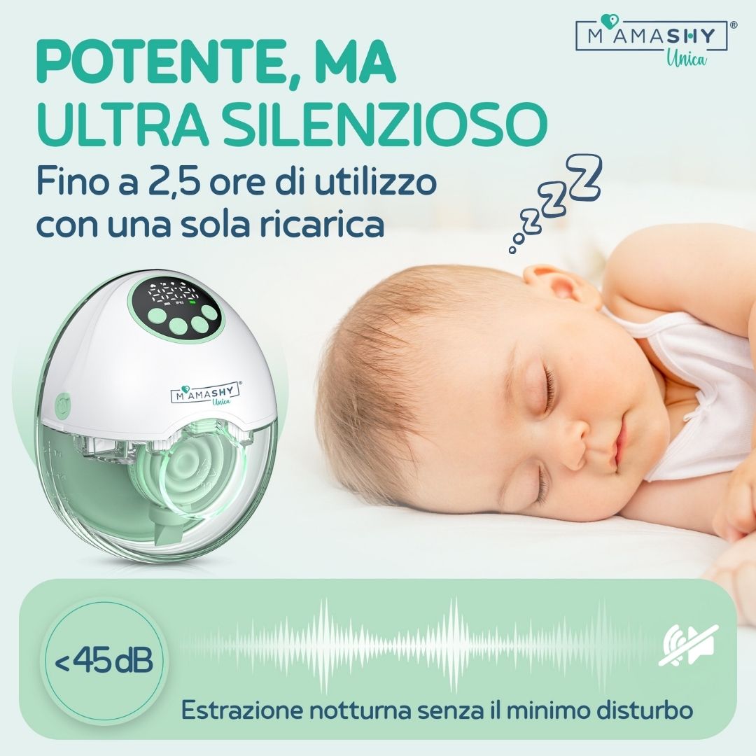 Mamashy - Unica - Tiralatte elettrico Indossabile - 4 modalità di pompaggio + 12 livelli di intensità