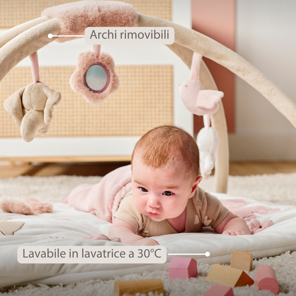 NATTOU FanFan Tappeto Gioco per Bambini con Archi Quadrato - 70 x 80 cm - Palestrina Attività Neonato - 759236