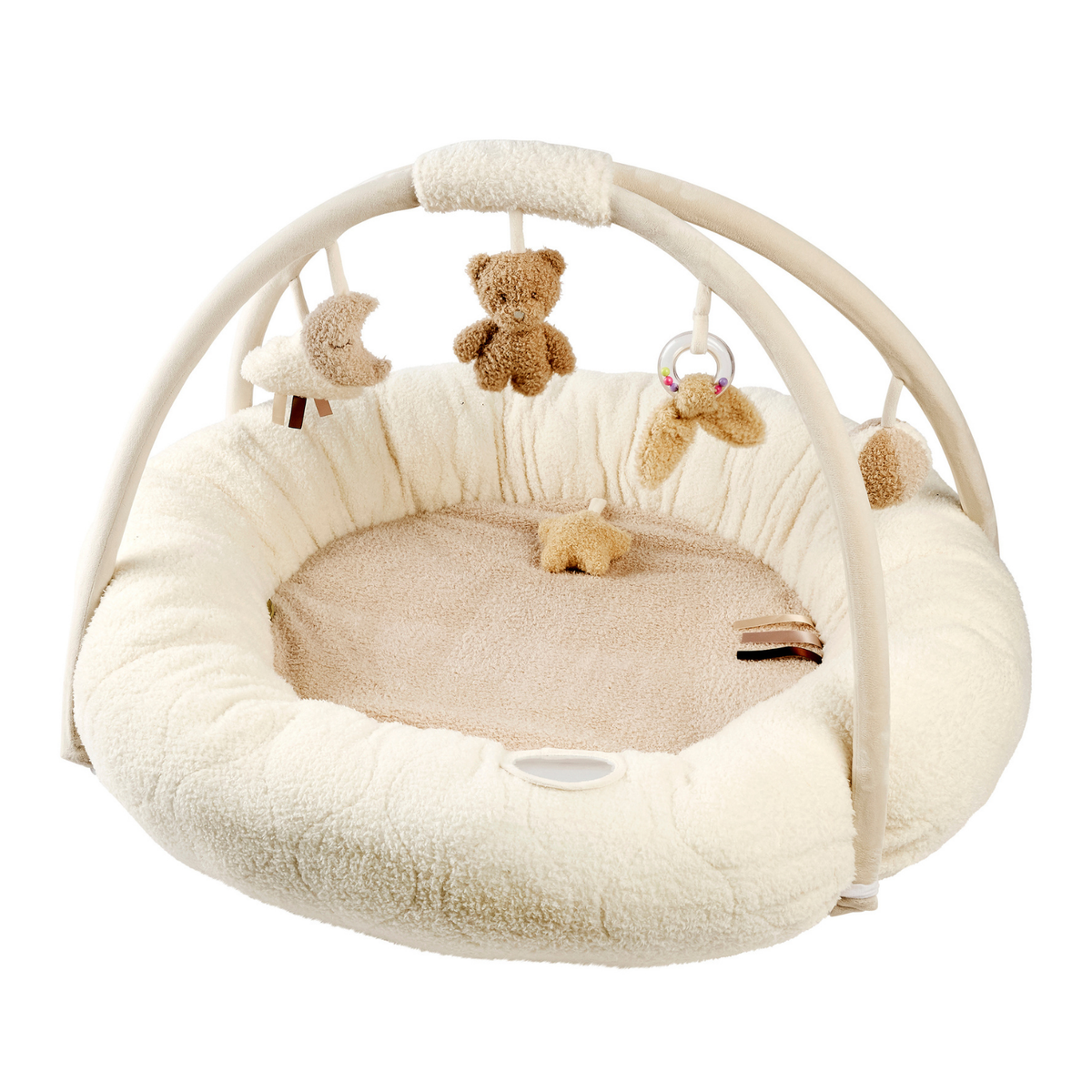 NATTOU TEDDY Tappeto gioco neonato con archi rotondo - 90x90 cm - Palestrina attività bebè - Bordi imbottiti - 856409