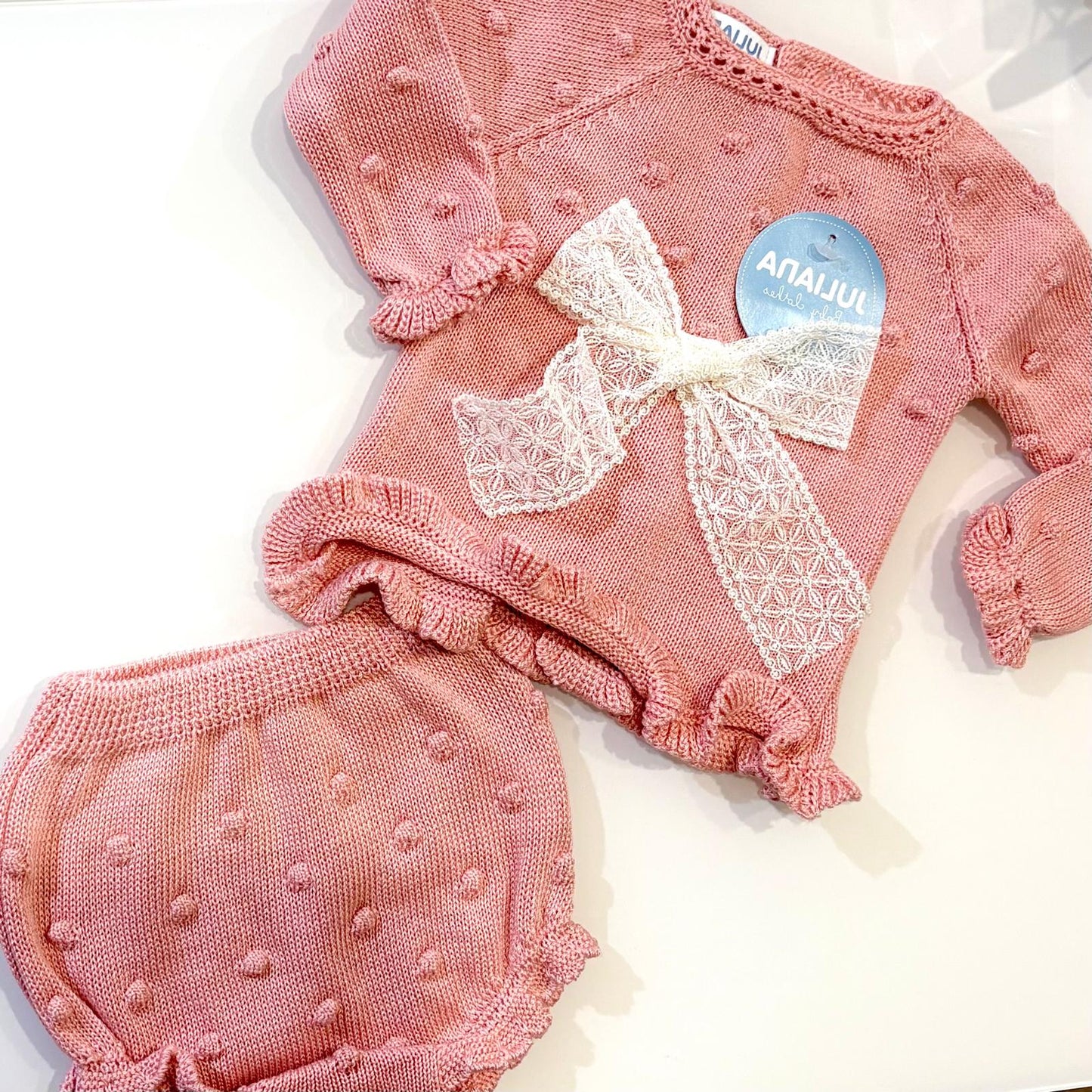 Juliana completo 2pz - maglia e culotte - J5095 - rosa polvere - 3m