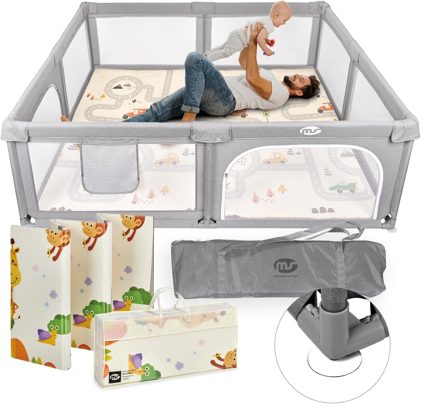 Innovaciones MS - Box Recinto Parco Giochi XXL + Tappeto da Gioco 180 x 200 cm - Giraffa