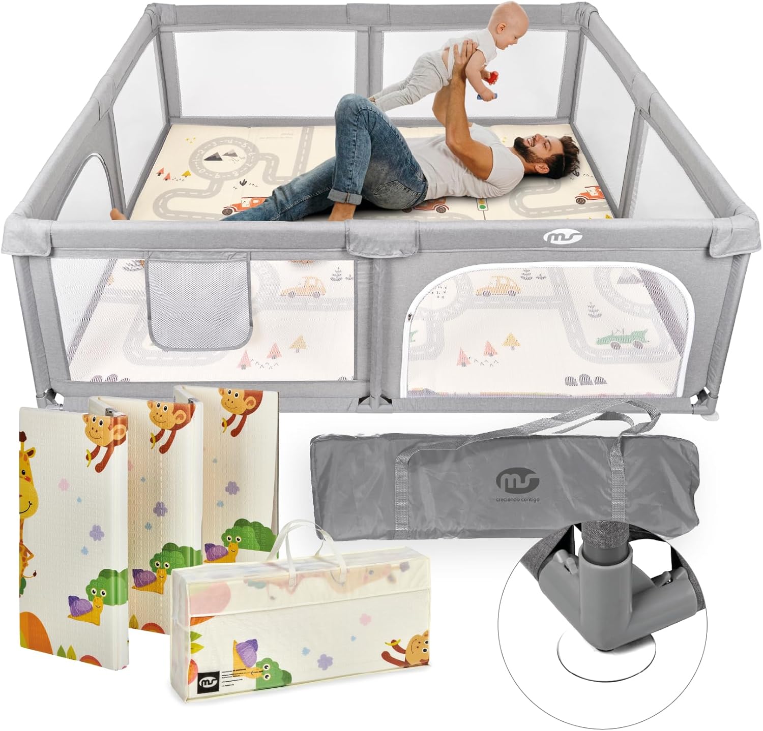 Area Giochi Casa Rete Traspirante JUPPLIES Box Bambini Con Materassino 120×120 Cm – - Tutto Per I Recinto Gioco 120x120 Cm Con Materassino