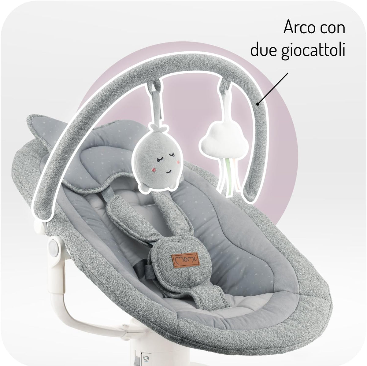 MOMI altalena PEARL baby swing - colore grey