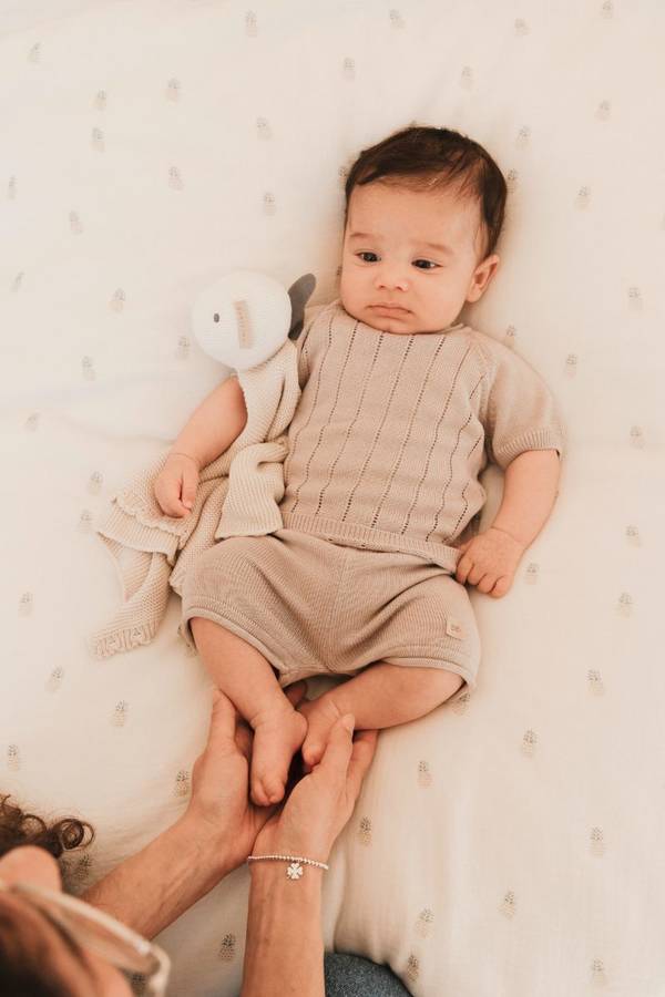 BAMBOOM Doudou, fatto a Maglia - Fish - Sabbia 09