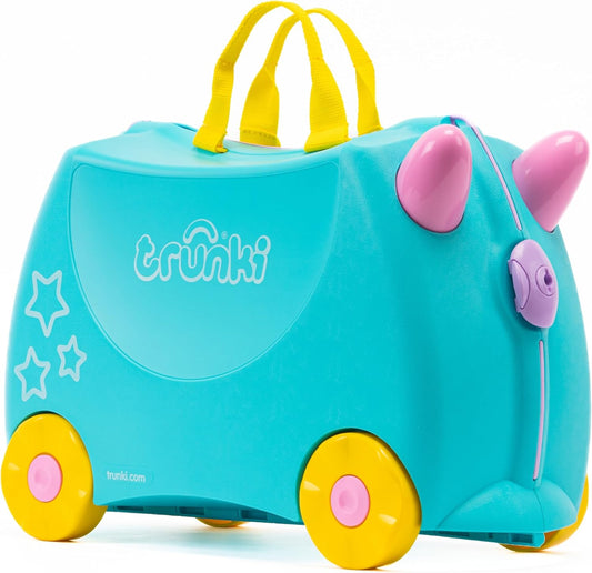 Trunki Valigia Trolley Cavalcabile – Bagaglio a Mano – Unicorno (Verde Acqua)