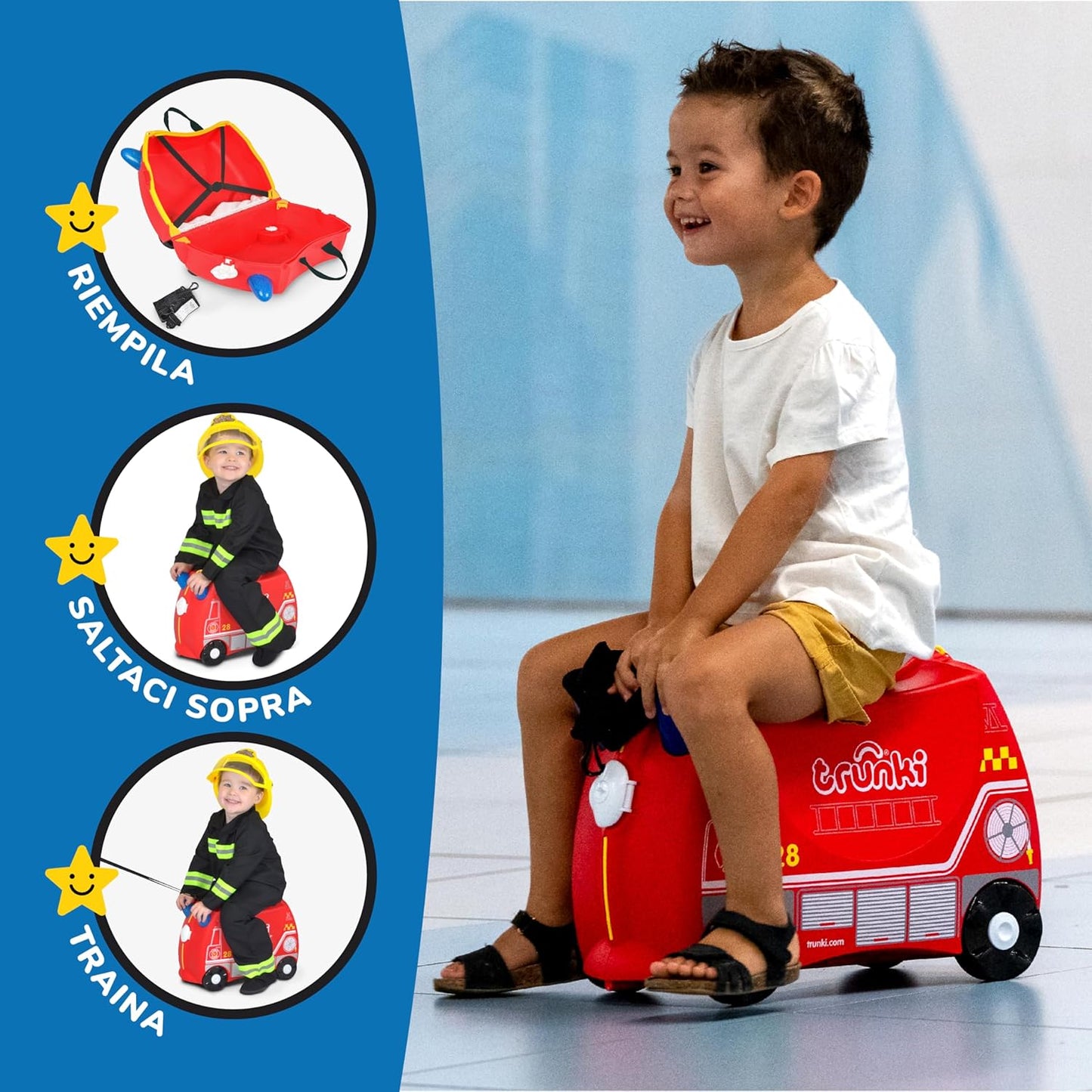 Trunki Valigia Trolley Cavalcabile – Bagaglio a Mano – Frank Pompiere (Rosso)