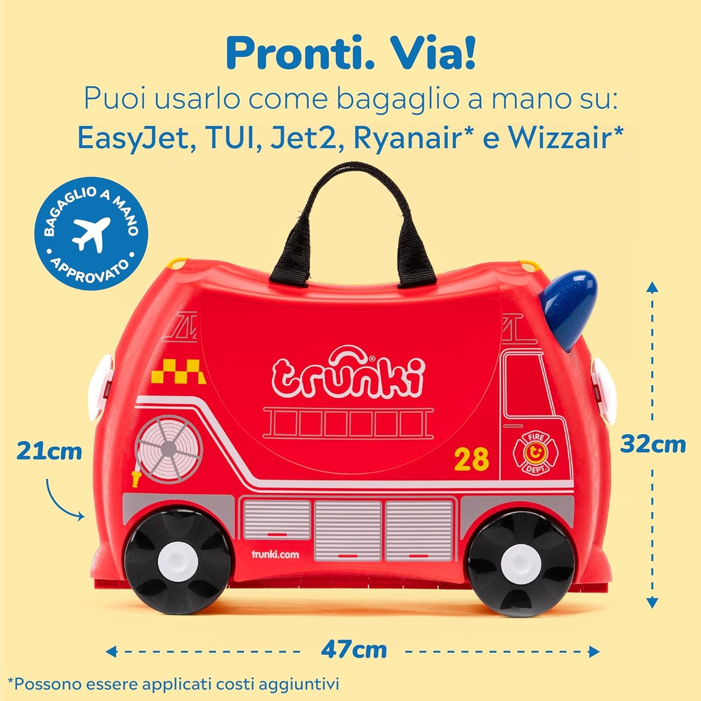 Trunki Valigia Trolley Cavalcabile – Bagaglio a Mano – Frank Pompiere (Rosso)