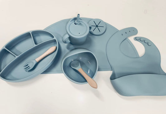 Dinner set - Set pappa silicone - blu