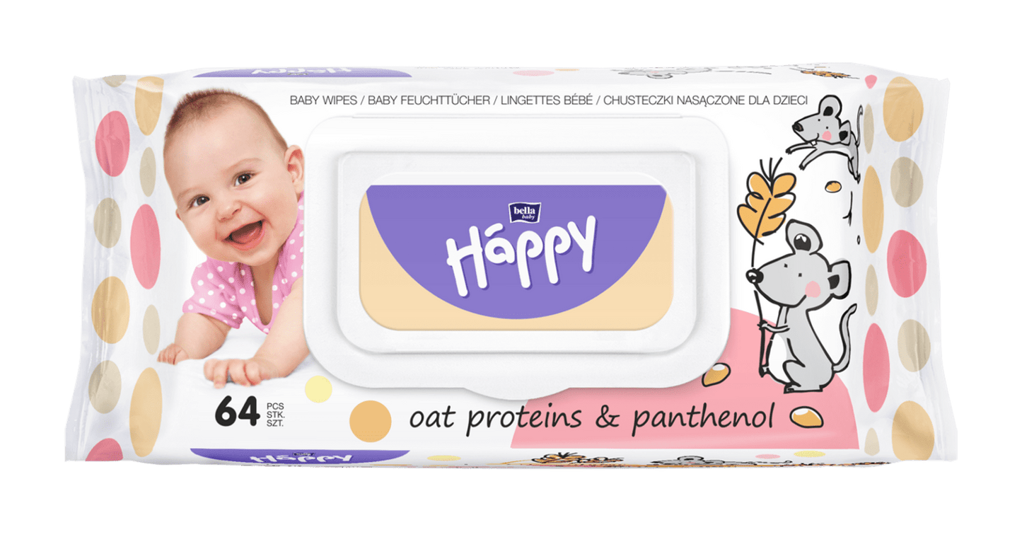 HAPPY - Salviettine avena e panthenolo (64pz)