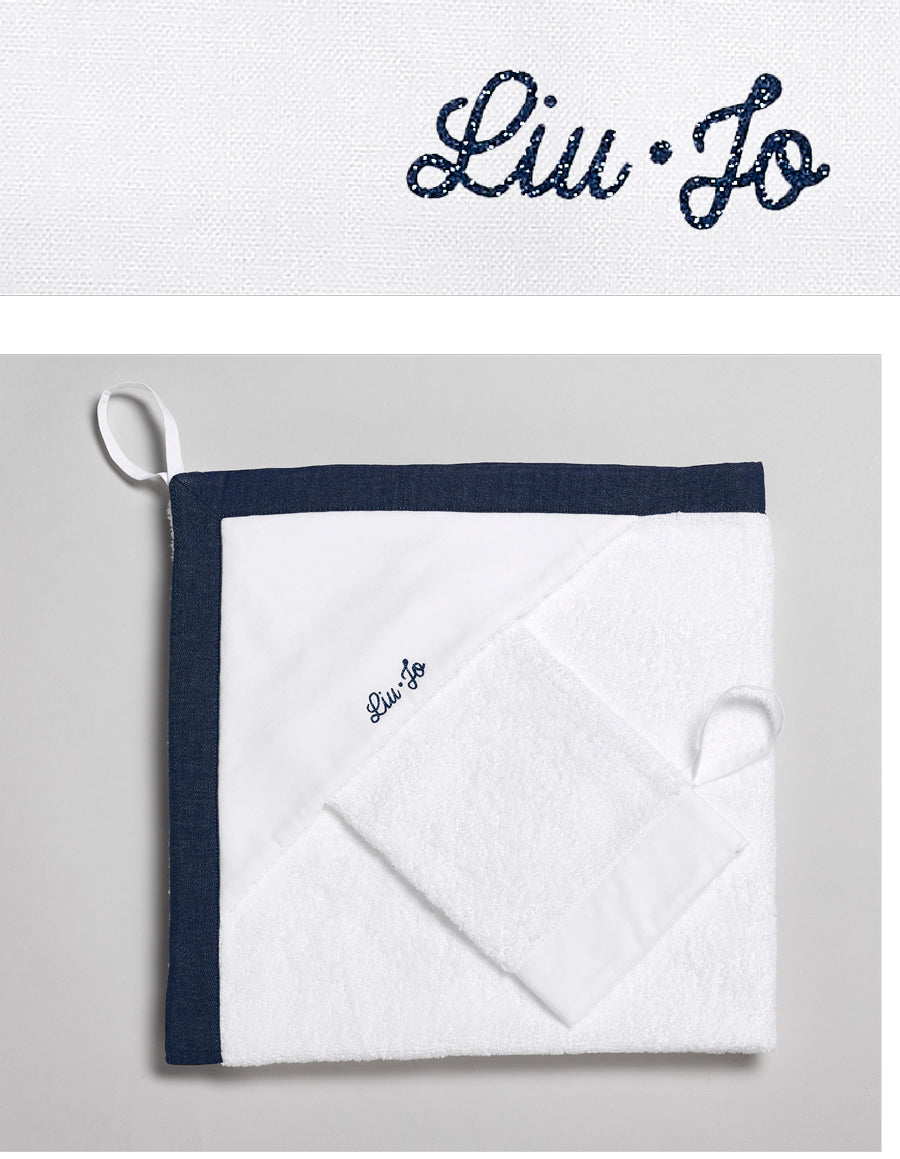 LiuJo Baby - Accappatoio nascita con manolola - jeans bianco