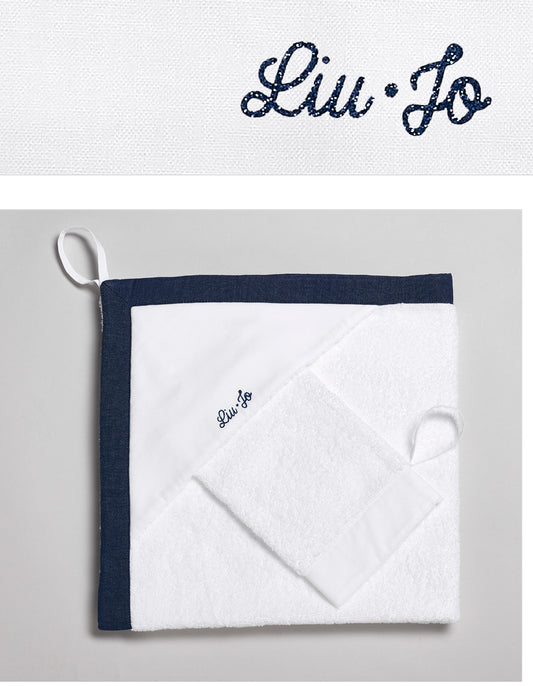 LiuJo Baby - Accappatoio nascita con manolola - jeans bianco