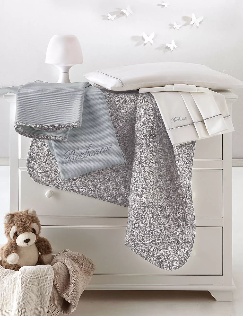 Borbonese Kids - Lenzuola culla / carrozzina 3 pezzi SPLENDIDO - grigio ferro