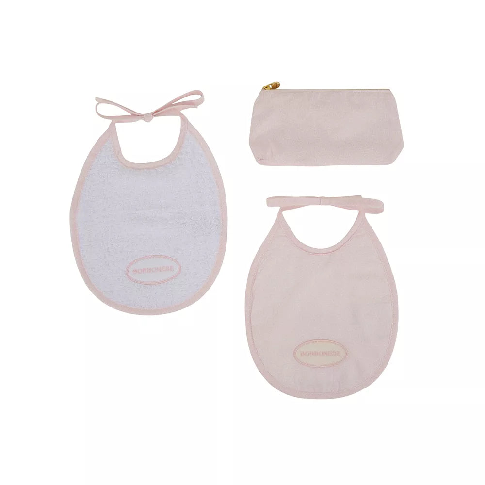 BORBONESE Mini pochette / Bustina con 2 bavaglini OP KIDS Borbonese - confetto