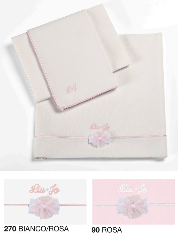 LIUJO Set Lenzuola 3pz Carrozzina FIOCCO - BL632C - rosa scelta multipla