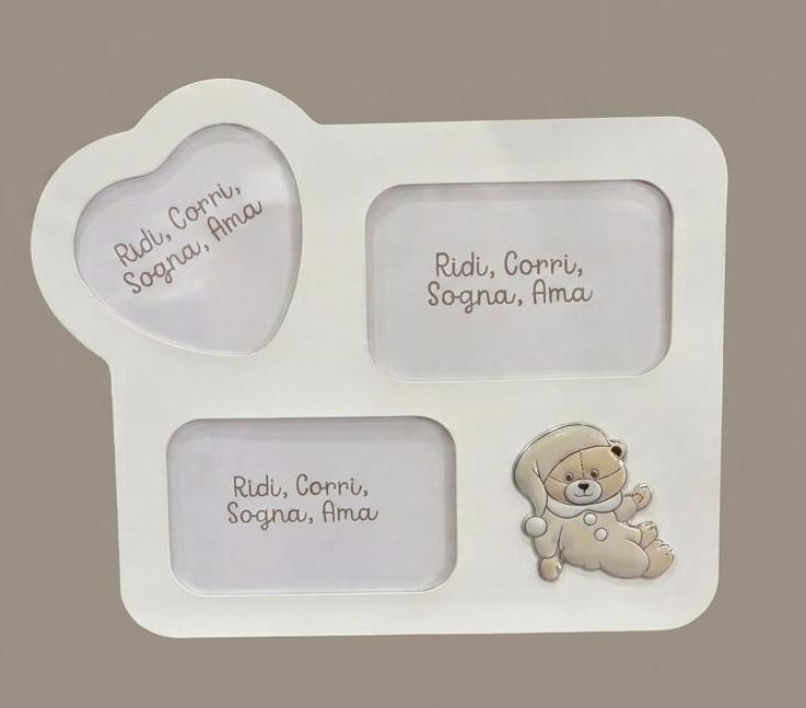 Mendozzi Portafoto Multiplo Cuore - Mimi argento - beige