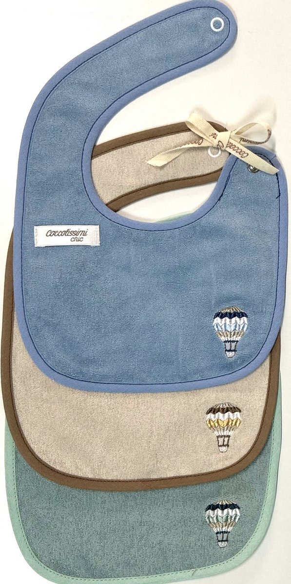 Coccolissimi - set tris bavaglini - serie Ballon - colore AVIO