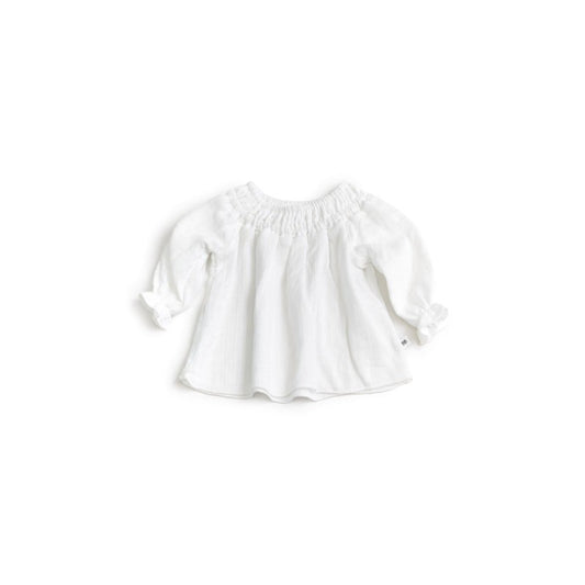 BAMBOOM Blusa con ampio collo ricciato bimba 338 - Bianco