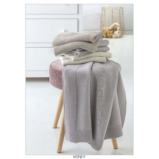 Borbonese Kids - Copertina in COTONE con logo ricamato - Honey - colore Perla