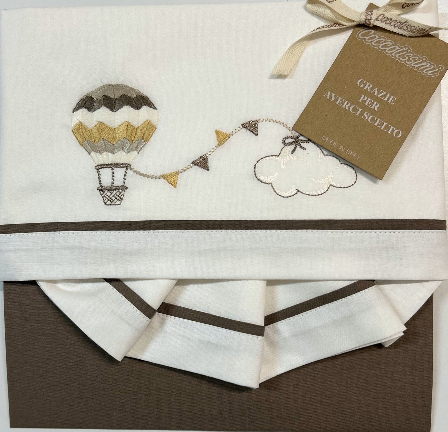 COCCOLISSIMI Lettino Coperta con lenzuola coordinate - Balloon Moka