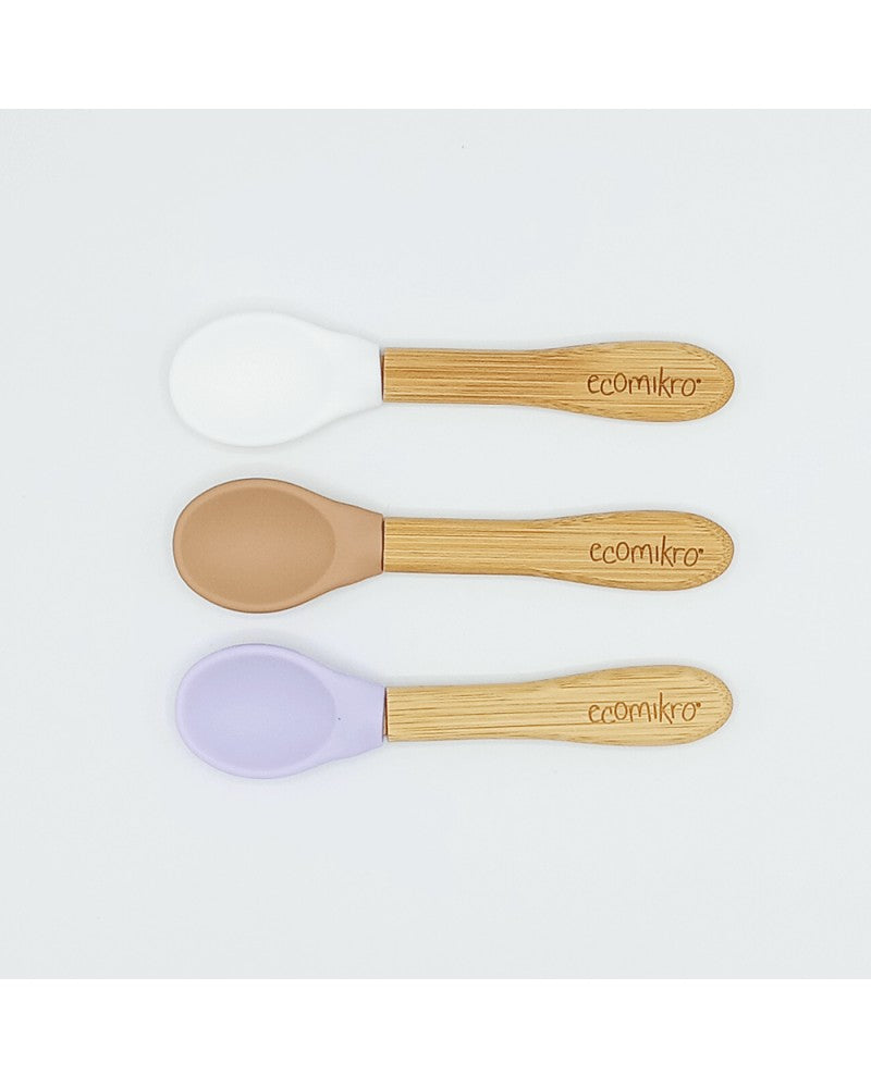 ECOMIKRO - Set cucchiai in bambu - 3pz - bianco lilla nocciola