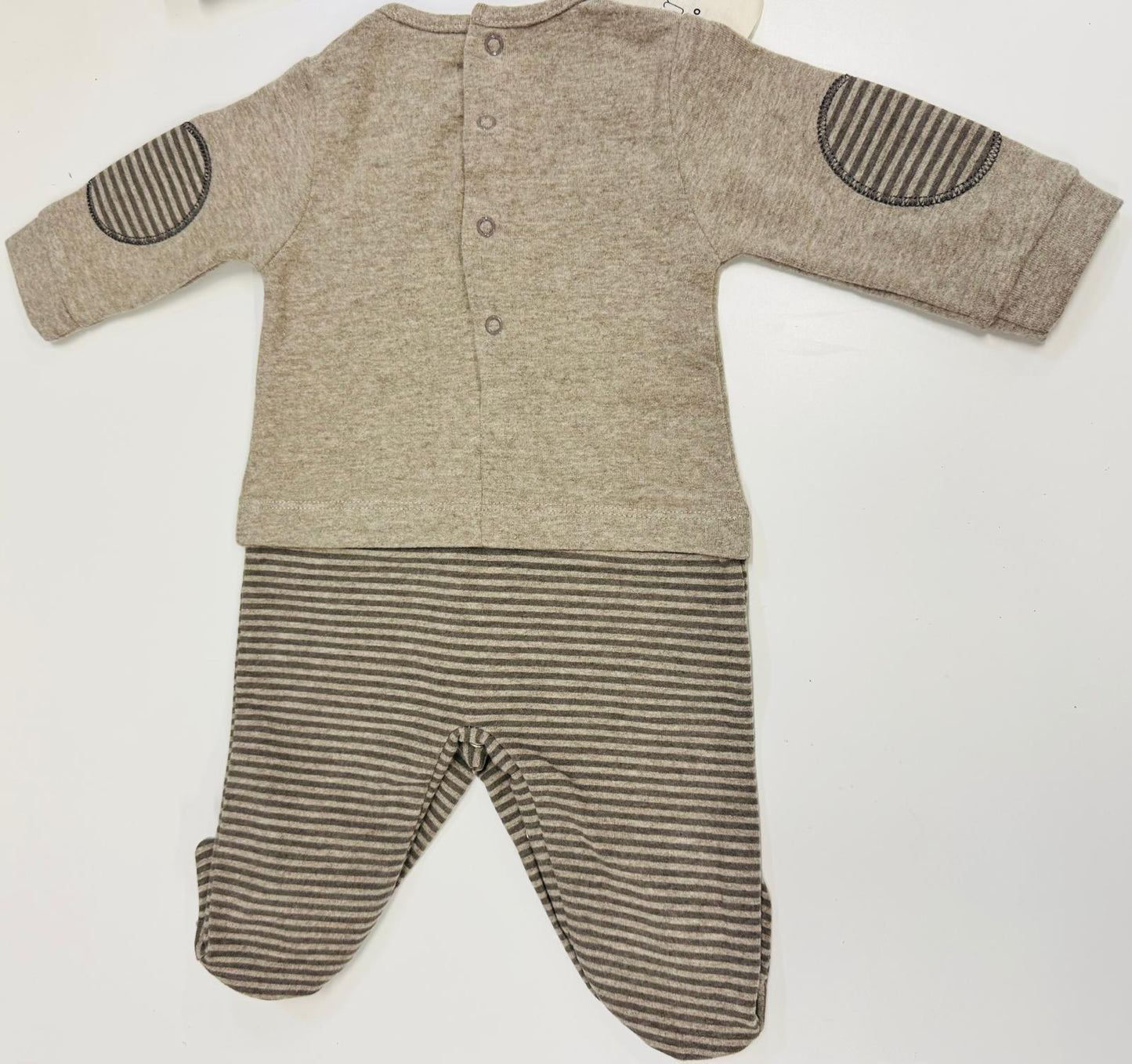 Nanan Studio - Tutina Rigata con toppe Tortora - SA031