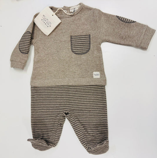 Nanan Studio - Tutina Rigata con toppe Tortora - SA031