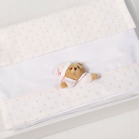 Nanan Set Lenzuola 3pz Carrozzina Puccio pois - rosa