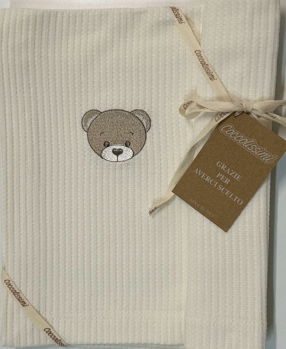 COCCOLISSIMI kit Lettino Coperta Piquet + lenzuola coordinate - Teddy Avio