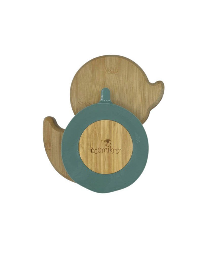 ECOMIKRO - Piatto con cucchiaio bambù PAPERA - verde