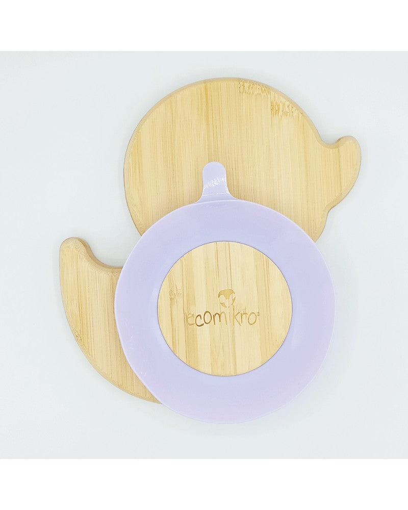 ECOMIKRO - Piatto con cucchiaio bambù PAPERA - lilla