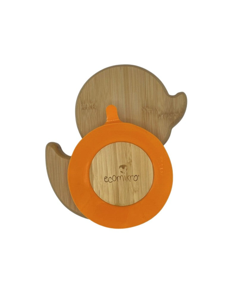 ECOMIKRO - Piatto con cucchiaio bambù PAPERA - arancio