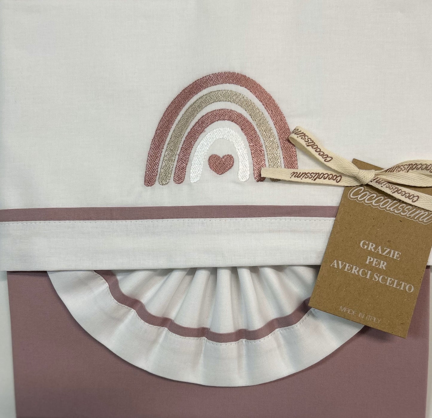 COCCOLISSIMI - set lenzuola 3 pezzi lettino Rainbow Old Rose