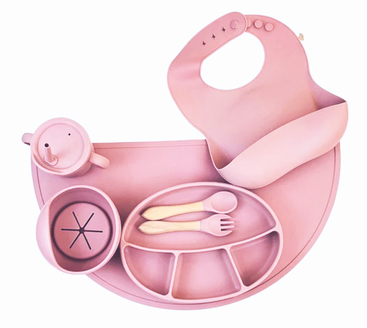 Dinner set - Set pappa silicone - rosa chiaro