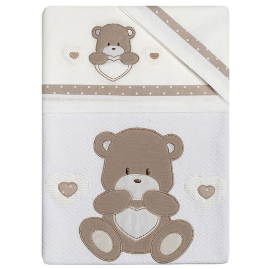 Coccolissimi Set Copertina primaverile e Lenzuola per lettino - Orso Cuore