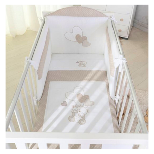 Coccolissimi Parure lettino - Paracolpi + Piumino sfoderabile + Set lenzuola 3pz - INFINITY LOVE