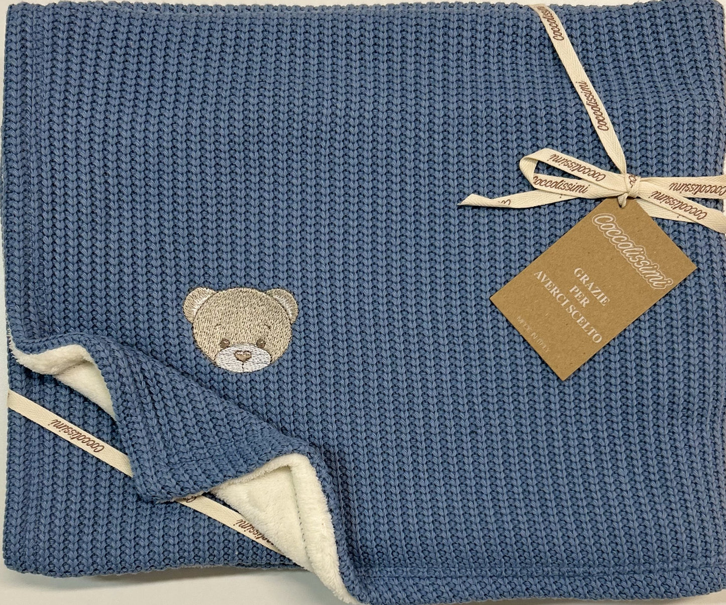 COCCOLISSIMI kit Lettino Coperta Filo + lenzuola coordinate - Teddy Avion