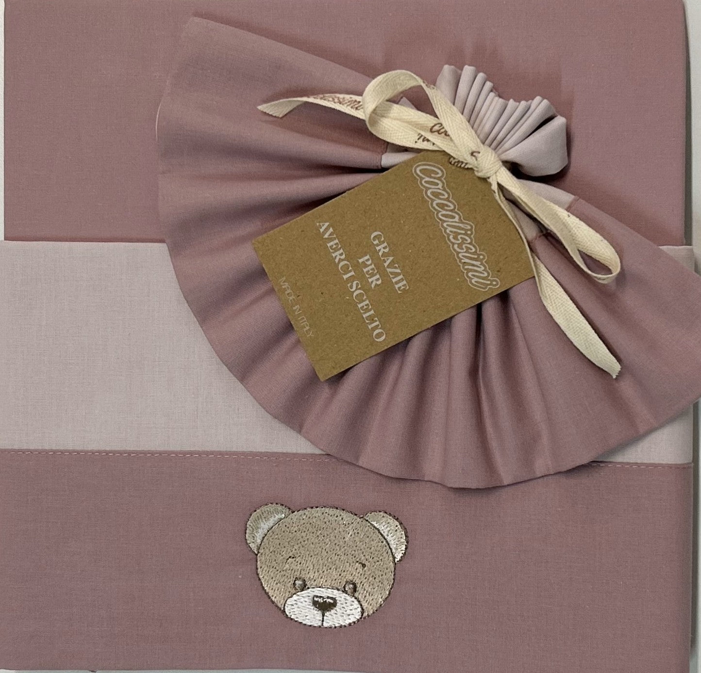 COCCOLISSIMI - set lenzuola 3 pezzi lettino Teddy - Old Rose
