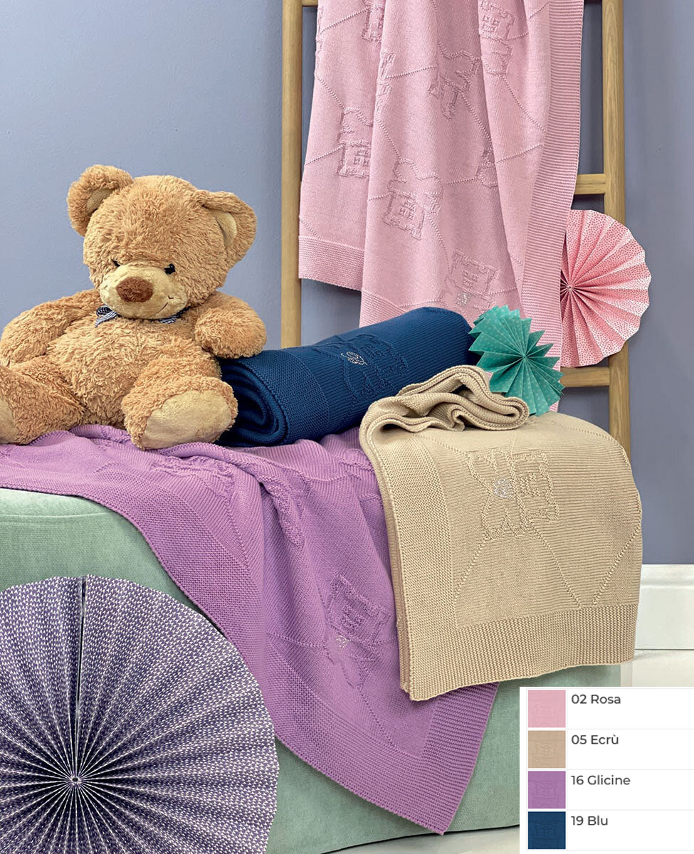 Blumarine COPERTINA Culla / Carrozzina ORSETTO 95x110 - colori assortiti