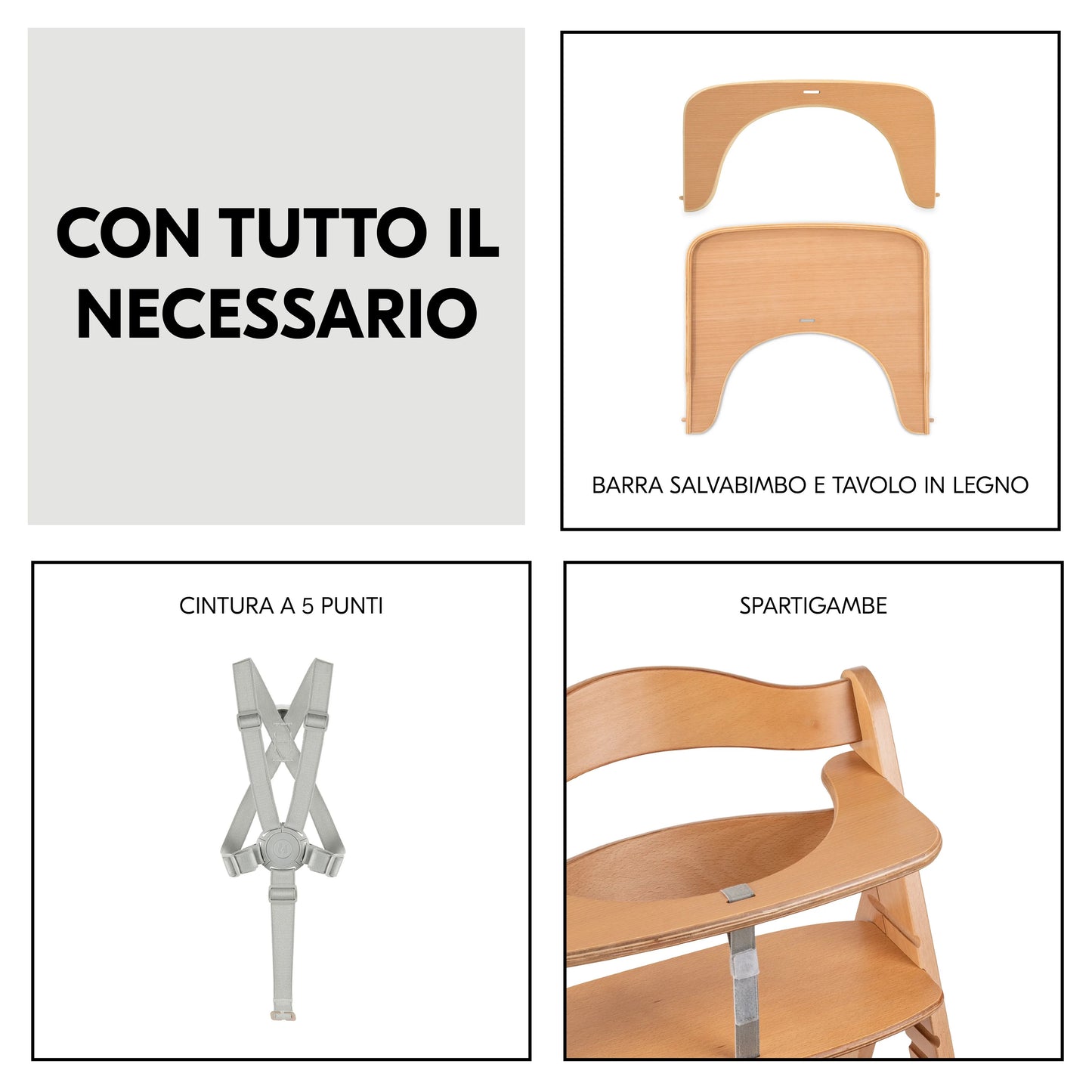 Hauck Set seggiolone evolutivo in legno Beta+ (6in1)