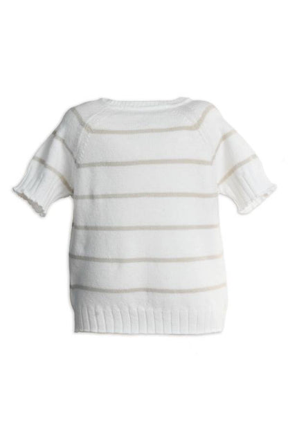 BAMBOOM Maglia a righe maniche corte - 1009 - WARM WHITE 128